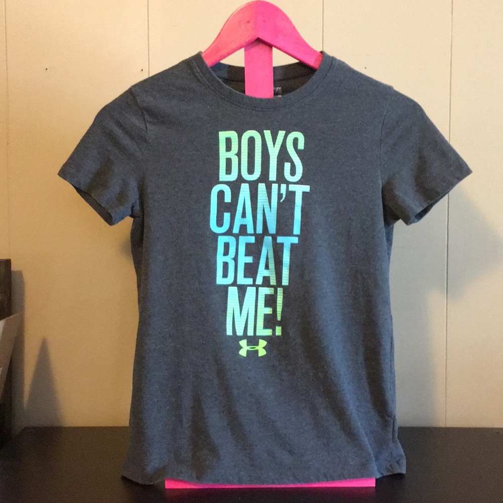 Under Armor boys can’t beat me kids shirt.